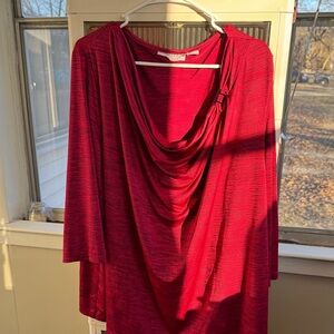 Elegant Red Drape Neck Tunic